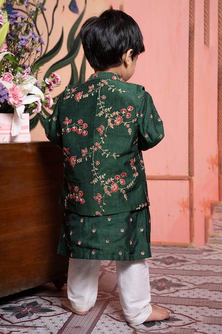 Kirti Agarwal - Pret N Couture Dark Green Embroidered Kurta Set 