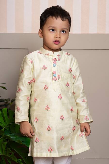 Buy Kirti Agarwal - Pret N Couture Yellow Chanderi, Cotton, Silk Embroidery Kurta And Pant Set Online at Aza Fashions Buy_Kirti Agarwal - Pret N Couture_Yellow Chanderi, Cotton, Silk Embroidery Kurta And Pant Set _Online_at_Aza_Fashions