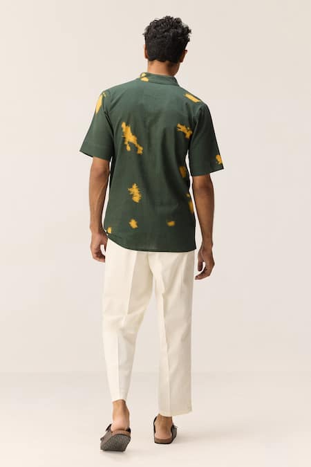 Kharakapas Dark Green Shibori Shirt 