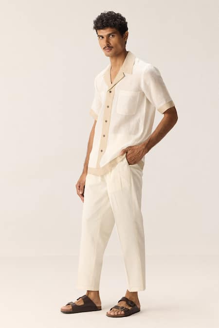Buy_Kharakapas_Off White Linen Sandy Trails Shirt _Online_at_Aza_Fashions
