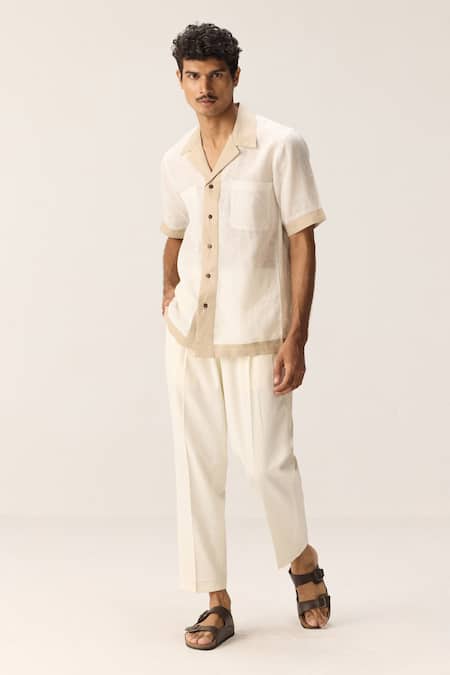 Buy_Kharakapas_Off White Linen Sandy Trails Shirt 
