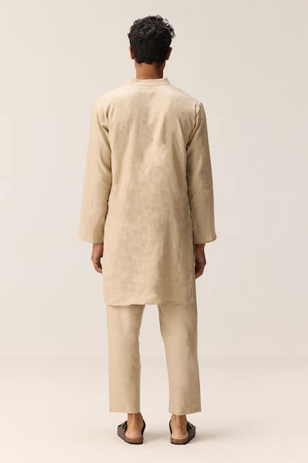 Shop Kharakapas Beige Cotton, Linen Kurta Pyjama Set at Aza Fashions Shop_Kharakapas_Beige Cotton, Linen Kurta Pyjama Set _at_Aza_Fashions