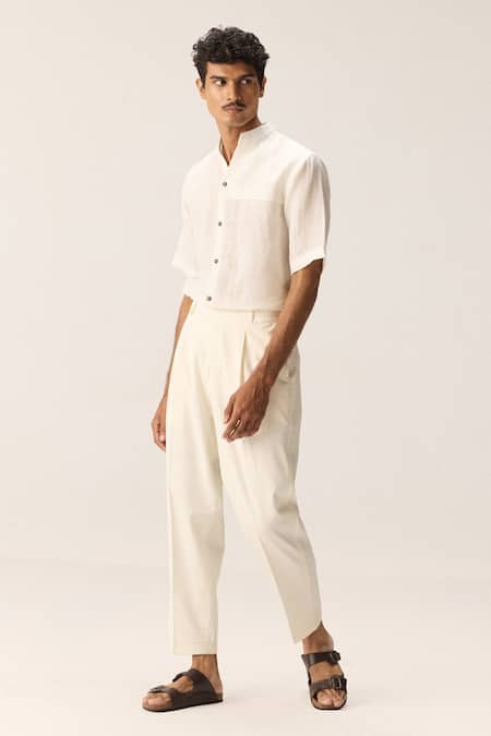 Buy Kharakapas White Cotton, Twill Frost Walk Trousers Online at Aza Fashions Buy_Kharakapas_White Cotton, Twill Frost Walk Trousers _Online_at_Aza_Fashions