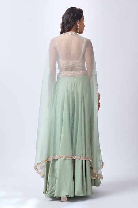 Neha Mehta Couture Mint Green Hand Embroidered Sharara Set 