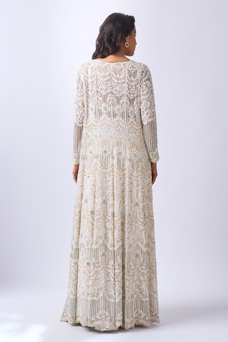 Neha Mehta Couture Ivory Hand Embroidered Jacket & Lehenga Set 