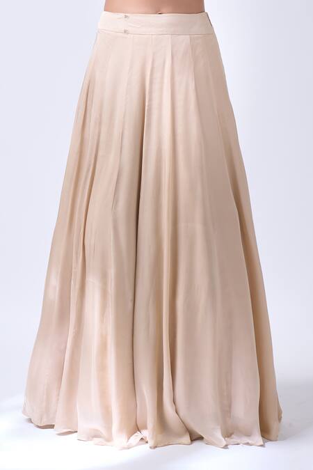 Shop_Neha Mehta Couture_Beige Silk Beads, Embroidery Round Neck Hand Lehenga Set 