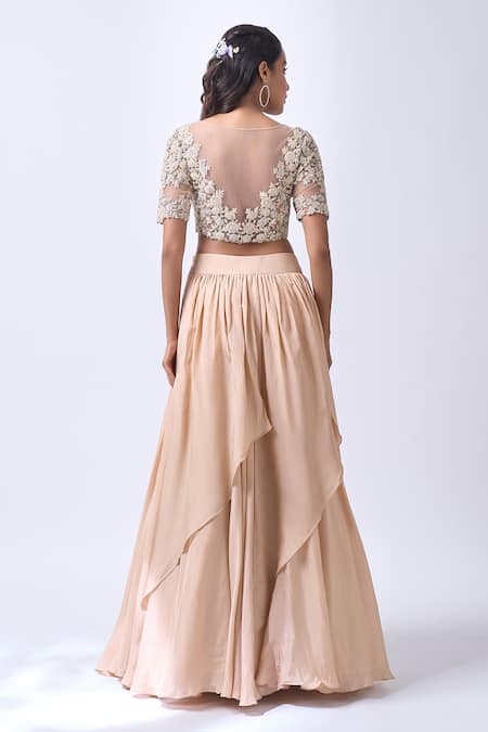 Neha Mehta Couture Champagne Gold Hand Embroidered Lehenga Set 