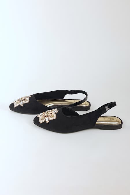 Sandalwali_Black Beads Atifa Ballerina Sandals _Online_at_Aza_Fashions