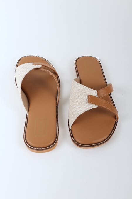 Sandalwali_Tan Emma Brown And White Sandals _Online_at_Aza_Fashions