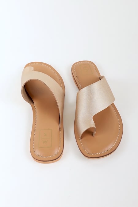 Sandalwali Isla Dull Gold Strapped Sandals 
