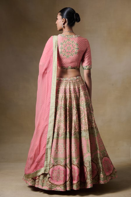 Saundh Rani Pink Printed Lehenga Set 