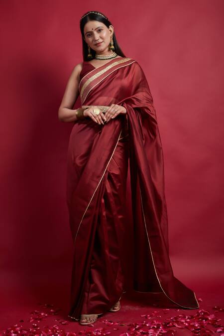Vinusto Maroon Chanderi Cut Work Handloom Saree Online at Aza Fashions Vinusto_Maroon Chanderi Cut Work Handloom Saree _Online_at_Aza_Fashions