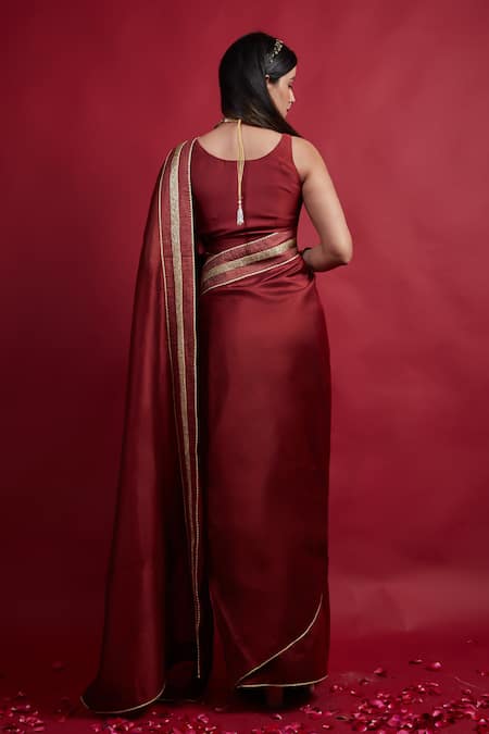 Vinusto Maroon Chanderi Handloom Saree 