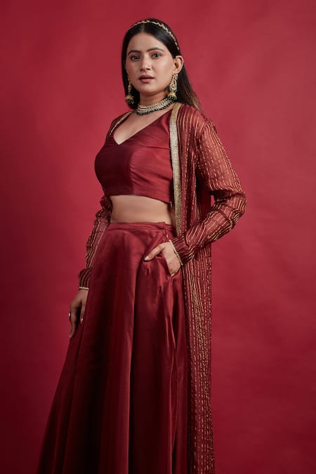 Shop Vinusto Maroon , Silk Cut Work Open , Round Jacket Skirt Set Online at Aza Fashions Shop_Vinusto_Maroon , Silk Cut Work Open , Round Jacket Skirt Set _Online_at_Aza_Fashions