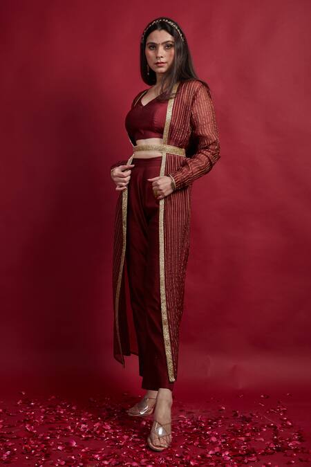 Buy Vinusto Maroon , Silk Embroidery Open , Round Jacket Set Online at Aza Fashions Buy_Vinusto_Maroon , Silk Embroidery Open , Round Jacket Set _Online_at_Aza_Fashions