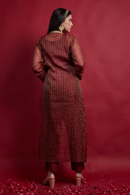 Shop Vinusto Maroon , Silk Embroidery Open , Round Jacket Set at Aza Fashions Shop_Vinusto_Maroon , Silk Embroidery Open , Round Jacket Set _at_Aza_Fashions