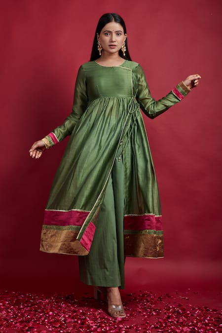 Vinusto Gathered Wrap Anarkali Kurta & Palazzo Set 