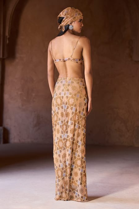 Itrh Crystal Embellished Draped Skirt Set 