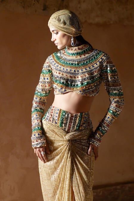 Itrh Multicolour Embellished Skirt Co-ord Set 