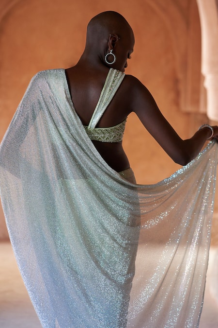 Itrh Ombre Crystal Embellished Saree & Blouse 