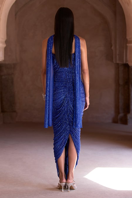 Itrh Crystal Embellished Electric Blue Gown 