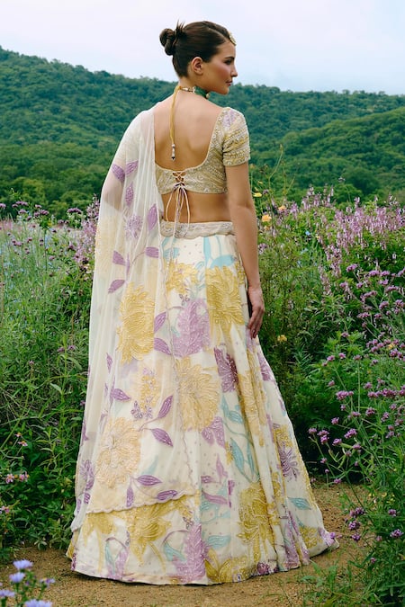 Charu And Vasundhara Floral Embroidered Lehenga Set 