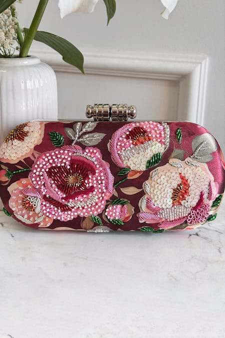 Boxwish By Bhumika Blossom Applique Handwork Clutch Bag 