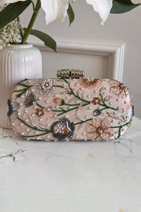 Boxwish By Bhumika Blossom Applique Handwork Clutch Bag 