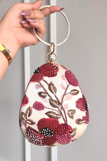 Boxwish By Bhumika Multi Color Embroidery Blossom Applique Handwork Clutch Bag 
