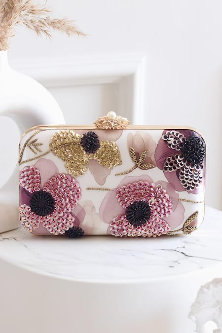 Boxwish By Bhumika Blossom Applique Handwork Clutch  