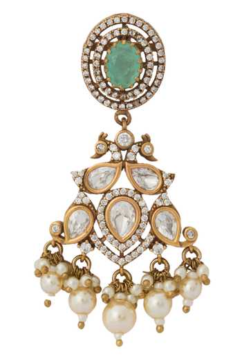 Buy Nazaakat By Samara Singh Green Pearls Mint Kundan Necklace And Earrings Set Online at Aza Fashions Buy_Nazaakat By Samara Singh_Green Pearls Mint Kundan Necklace And Earrings Set _Online_at_Aza_Fashions
