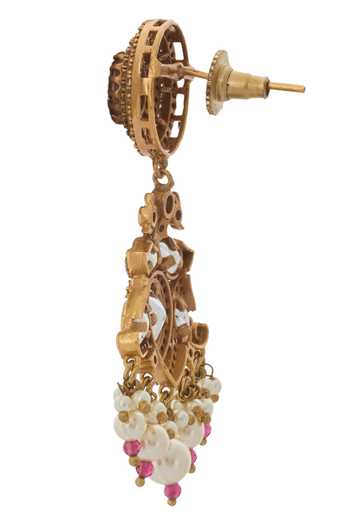 Nazaakat By Samara Singh_Red Zari Ruby Kundan Necklace And Earring Set _Online_at_Aza_Fashions