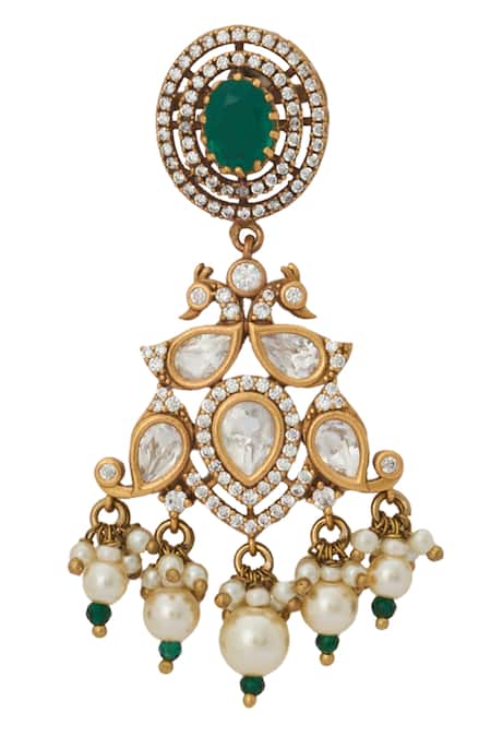 Buy Nazaakat By Samara Singh Green Zari Kundan Brass Necklace And Earring Set Online at Aza Fashions Buy_Nazaakat By Samara Singh_Green Zari Kundan Brass Necklace And Earring Set _Online_at_Aza_Fashions