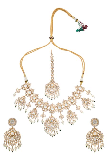 Nazaakat By Samara Singh Kundan Green Brass Jewelry Set