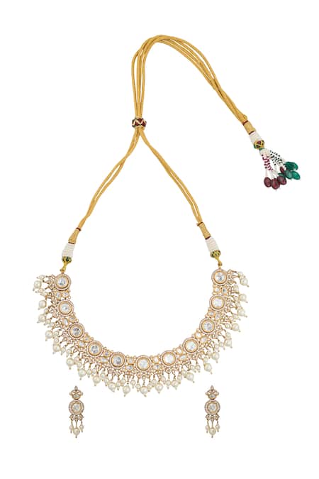 Nazaakat By Samara Singh Kundan Work Necklace & Earring Set 