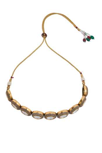 Buy Nazaakat By Samara Singh White Zari Kundan Brass Necklace And Earring Set Online at Aza Fashions Buy_Nazaakat By Samara Singh_White Zari Kundan Brass Necklace And Earring Set _Online_at_Aza_Fashions
