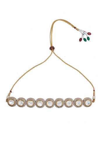 Shop Nazaakat By Samara Singh White Zari Kundan Brass Necklace And Earring Set Online at Aza Fashions Shop_Nazaakat By Samara Singh_White Zari Kundan Brass Necklace And Earring Set _Online_at_Aza_Fashions