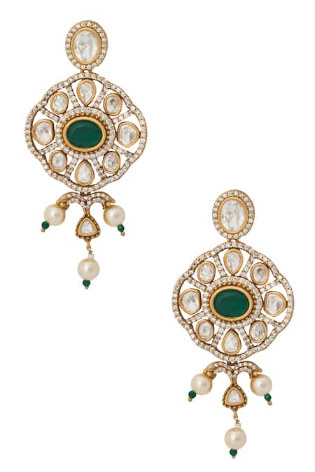 Nazaakat By Samara Singh Green Zari Kundan Necklace Set at Aza Fashions Nazaakat By Samara Singh_Green Zari Kundan Necklace Set _at_Aza_Fashions