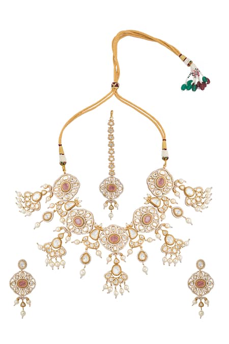 Nazaakat By Samara Singh Kundan Pink Jewelry Set 