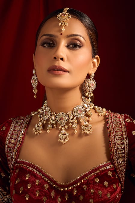Nazaakat By Samara Singh Kundan Pink Jewelry Set 
