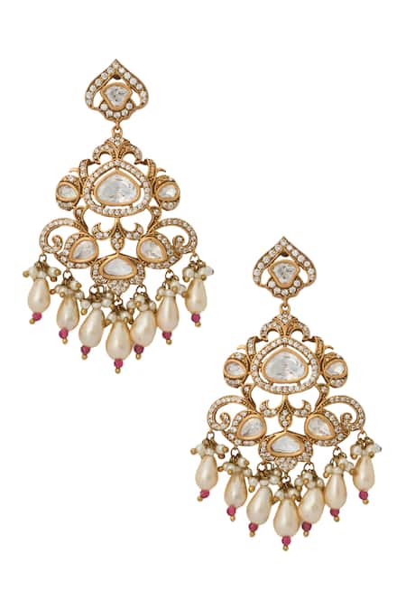 Shop_Nazaakat By Samara Singh_Red Ruby Kundan Necklace And Earring Set 