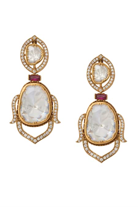 Buy Nazaakat By Samara Singh Red Zari Ruby Kundan Necklace And Earring Set Online at Aza Fashions Buy_Nazaakat By Samara Singh_Red Zari Ruby Kundan Necklace And Earring Set _Online_at_Aza_Fashions