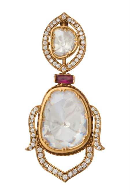 Nazaakat By Samara Singh Red Zari Ruby Kundan Necklace And Earring Set at Aza Fashions Nazaakat By Samara Singh_Red Zari Ruby Kundan Necklace And Earring Set _at_Aza_Fashions