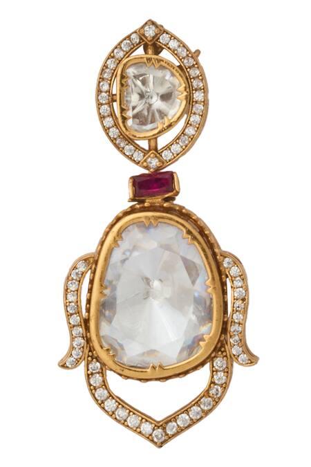 Buy_Nazaakat By Samara Singh_Green Zari Kundan And Ruby Necklace Set _Online_at_Aza_Fashions