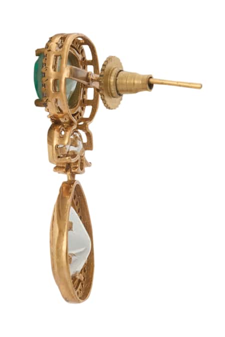 Nazaakat By Samara Singh_Mint Zari Green Kundan Necklace And Earring Set _Online_at_Aza_Fashions