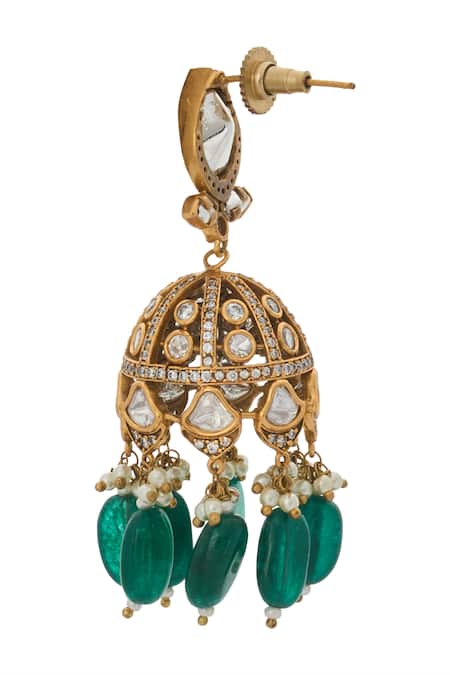 Nazaakat By Samara Singh Green Zari Kundan Necklace And Earring Set Online at Aza Fashions Nazaakat By Samara Singh_Green Zari Kundan Necklace And Earring Set _Online_at_Aza_Fashions