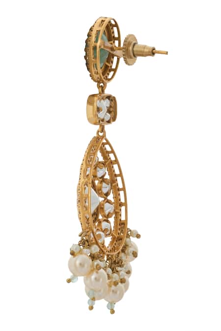 Nazaakat By Samara Singh_Mint Pearls, Zari, Stones Kundan Green Jewelry Set _Online_at_Aza_Fashions