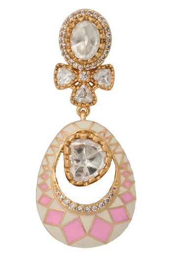 Buy_Nazaakat By Samara Singh_Cream Zari Kundan Necklace And Earring Set _Online_at_Aza_Fashions