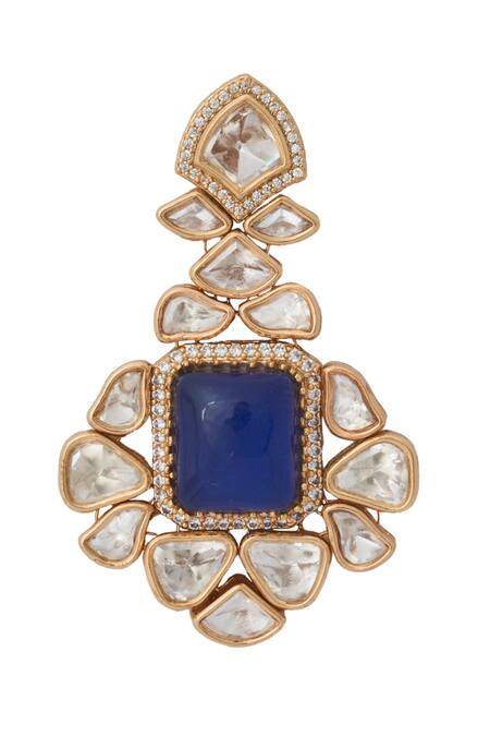 Buy_Nazaakat By Samara Singh_Blue Kundan Necklace Set _Online_at_Aza_Fashions