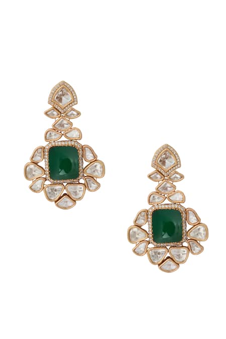 Buy_Nazaakat By Samara Singh_Green Kundan Necklace Set _Online_at_Aza_Fashions